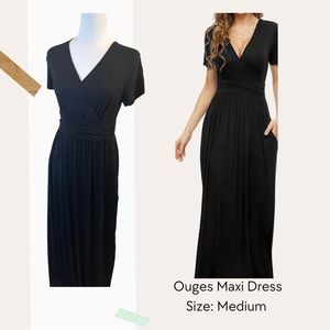 Ouges women’s long sleeve v-neck wrap waist Maxi dress